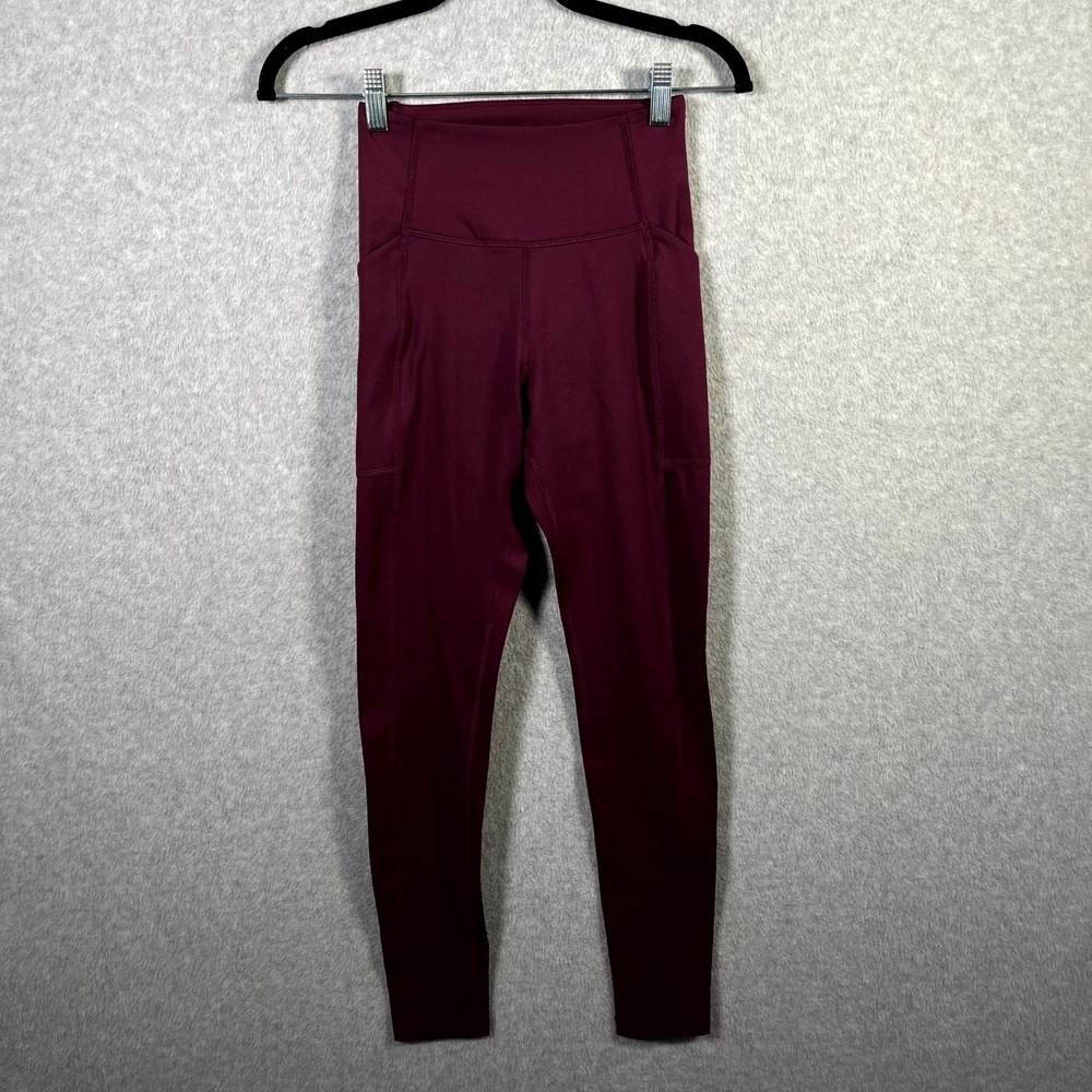 Girlfriend Collective Leggings Womens XS Burgundy Stretch Yoga Running‎ Workout